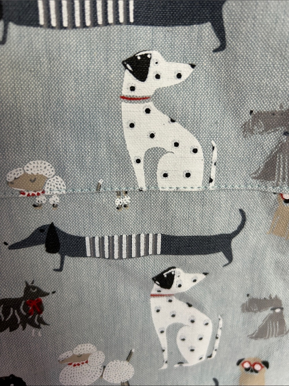 Envogue Light Blue Cotton Apron with Dog Motif NWT